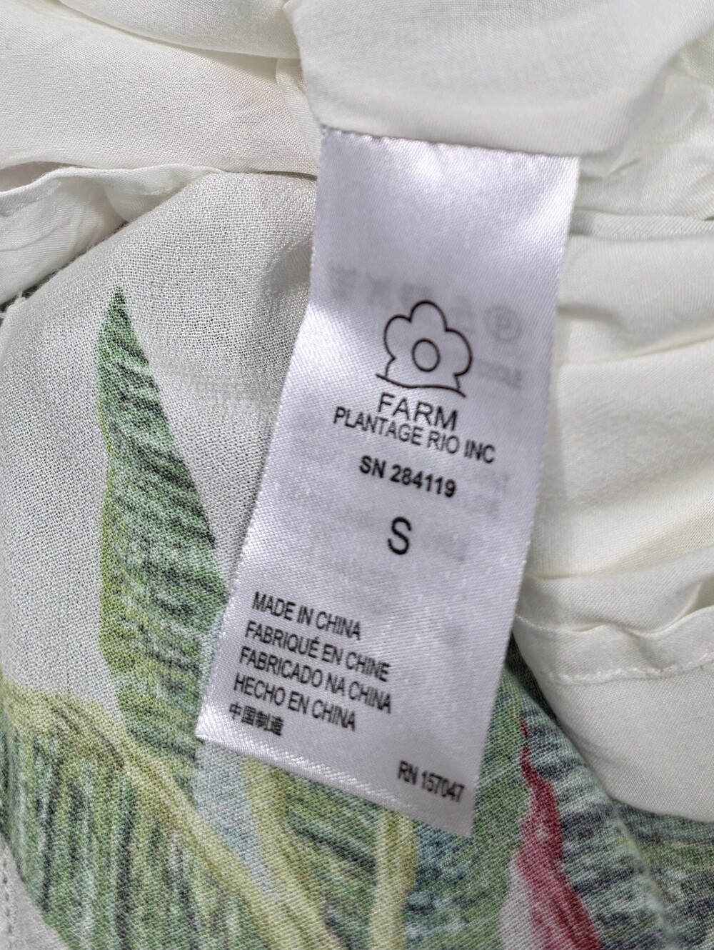 FARM Rio Pineapple Tropical Maxi Dress Womens S White Green Long Sleeve V Neck - Picture 12 of 12